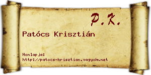 Patócs Krisztián névjegykártya